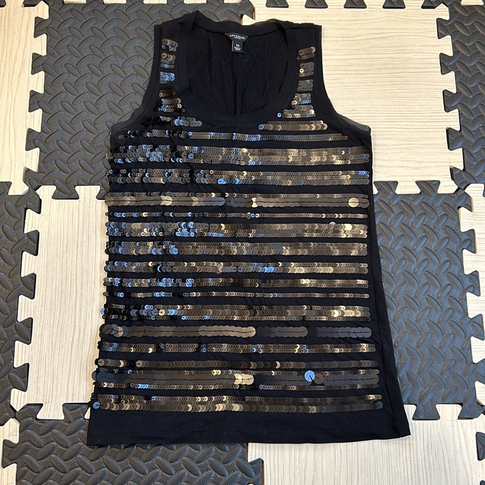 Ann Taylor black sequence, tank top size extra small